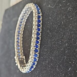 JTV Oval Blue Sapphire Sterling Silver Bracelet
